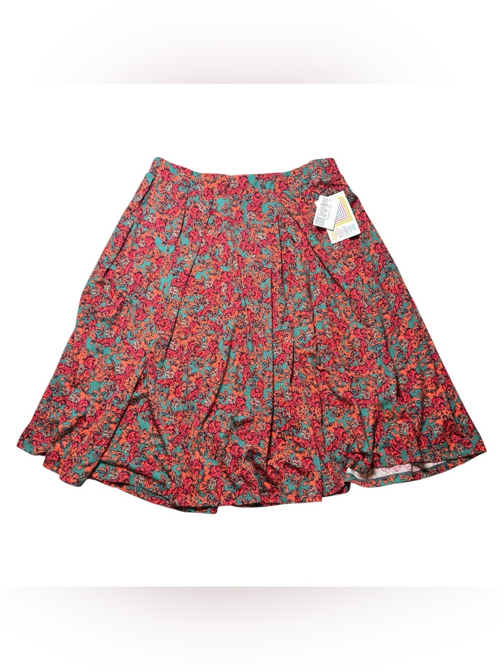 LuLaRoe Madison Medium Art Deco Style Floral Knee Length Pleated Skirt